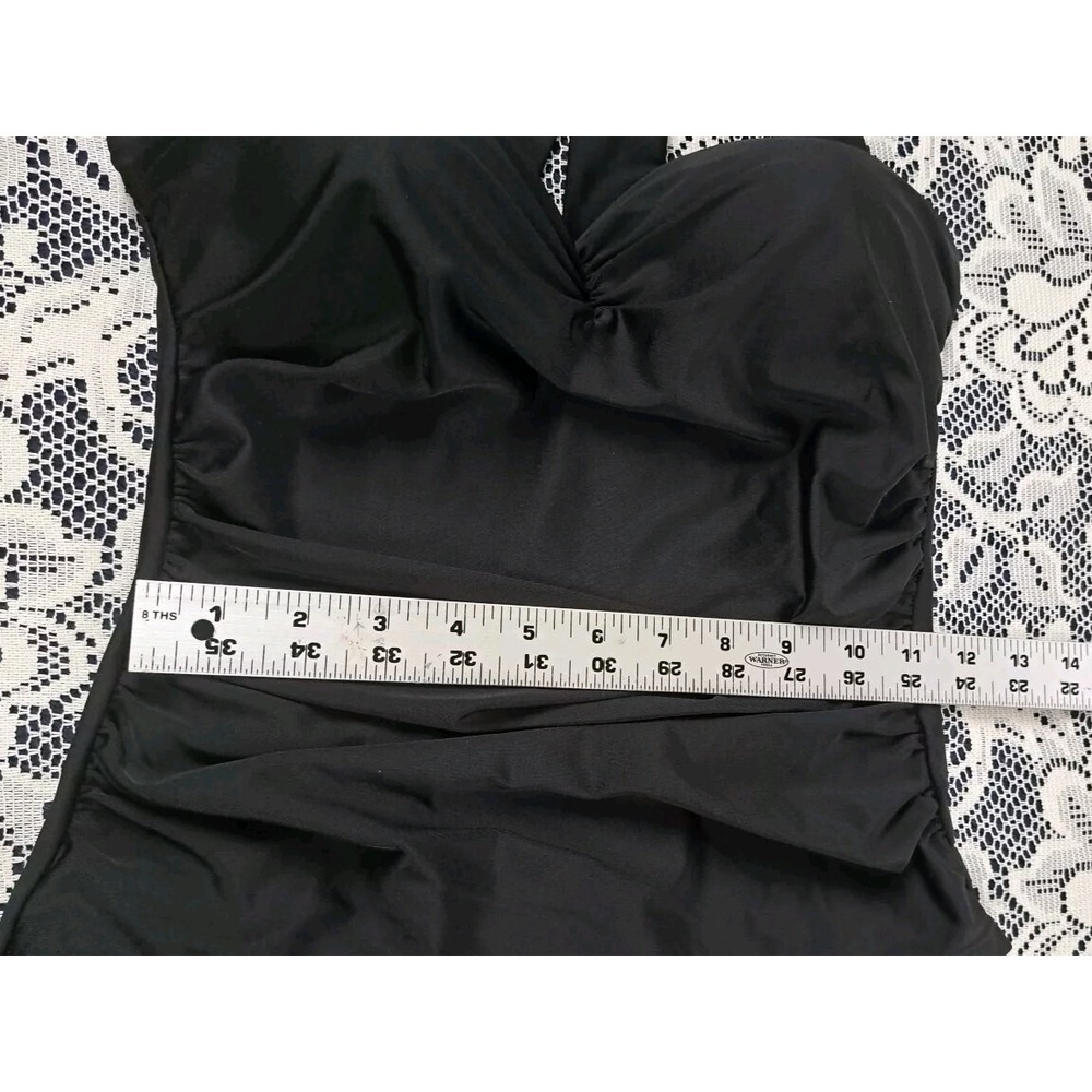 Cocoship Swimsuit Woman's Size M Solid Black One Piece Built-in Bra Halter Top - Picture 7 of 12